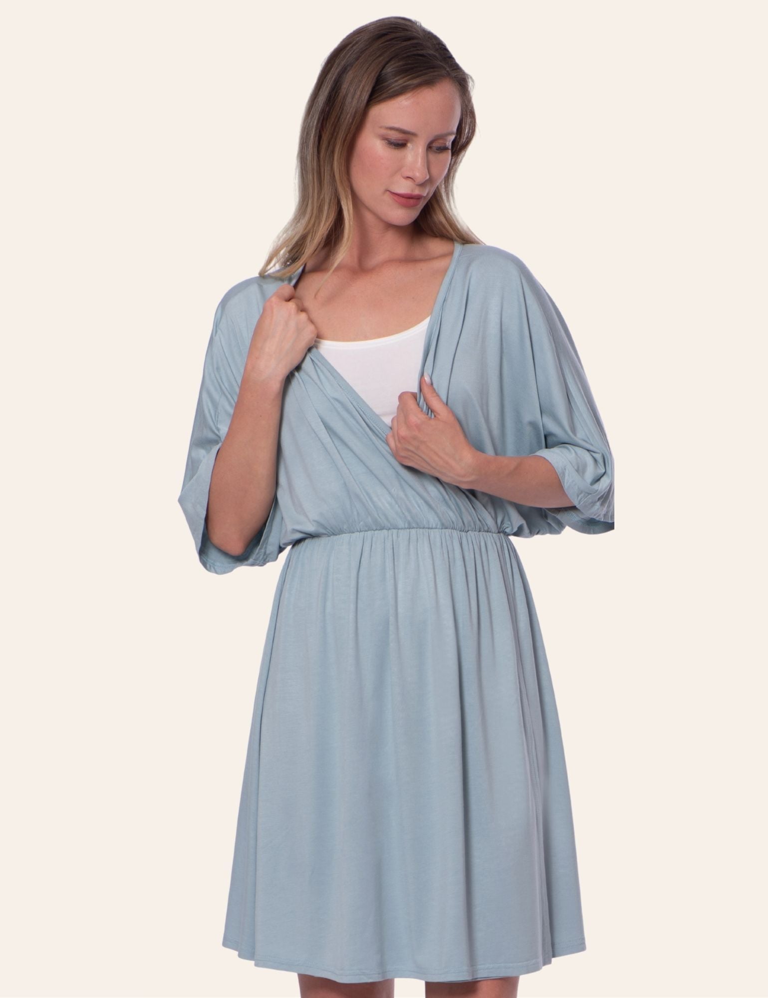 Neutral Blue Maternity Dress My Little Zone Neutral Blue Maternity Dress My Little Zone