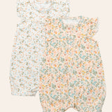 Floral Short Sleeve Baby Girl Rompers, 2 Pc