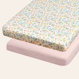 Floral Cotton Bassinet Sheets, 2 Pc