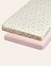 My Little Zone - Jersey 2-Pack Bassinet Sheets - Flower Collection (Pink - Floral)