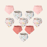 Floral Muslin Baby Bandana Bibs, 10 pc
