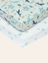 My Little Zone 2 Pack Crib Fitted Sheets  (Teal - White)