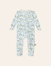 My Little Zone - Baby Footless Zip Front Pajamas - Botanical Collection - Print Blue - 12-18 Months
