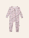 My Little Zone - Baby Footless Zip Front Pajamas - Botanical Collection - Print Pink