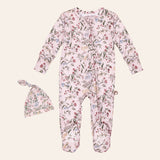 Botanical Pink Viscose Baby Footie Pajamas