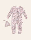 My Little Zone -  Zipper Footie - Botanical Collection - Print Pink