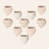 Neutral Rainbow Muslin Baby Bandana Bibs, 10 Pc