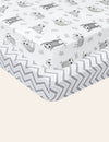 My Little Zone 2 Pack Crib Fitted Sheets (White - Grey)