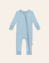 My Little Zone - Baby Footless Zip Front Pajamas - Botanical Collection - Solid Blue