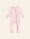 My Little Zone - Baby Footless Zip Front Pajamas - Botanical Collection - Solid Pink