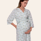 Maternity Robe - Botanical Collection - Print Blue