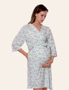 My Little Zone - Maternity Robe - Botanical Collection - Print Blue