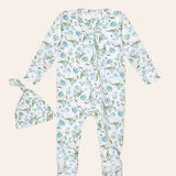 Botanical Blue Viscose Baby Footie Pajamas