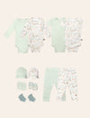 My Little Zone - 12-Pieces Baby Essentials Set - Woodland Collection (hat, mitten, footie)