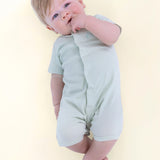 Neutral Green Short Sleeve Baby Romper
