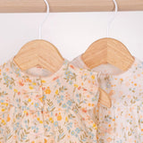 Floral Short Sleeve Baby Girl Rompers, 2 Pc