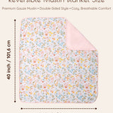 Floral 2-Sided Pink Muslin Blanket