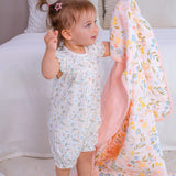 Floral 2-Sided Pink Muslin Blanket