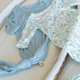 Botanical Blue Knotted Baby Gowns, 2 Pc