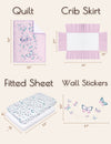 My Little Zone - 5 Piece Butterfly Crib Bedding Set for Baby Girls (White & Light Pink)