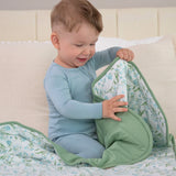 Organic Cotton Baby Blanket Botanical Blue