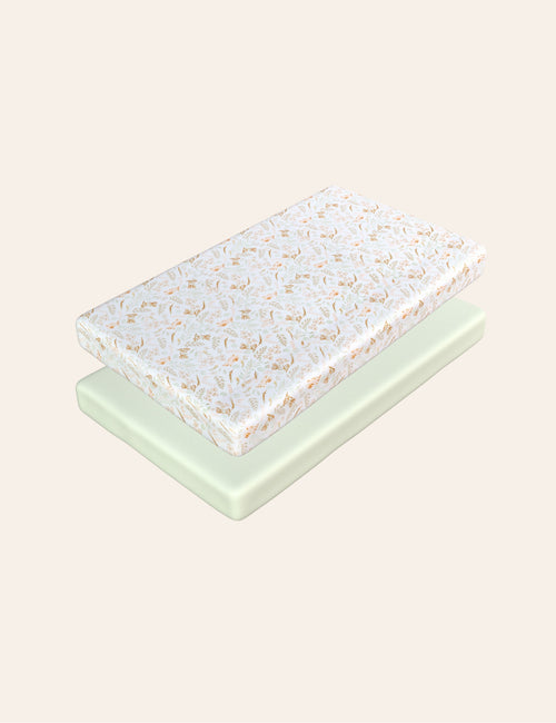 My Little Zone - Jersey 2-Pack Pack N Play Sheets - 27"x39"x5" - Woodland Collection (Green - Woodland)