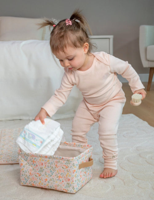 MY LITTLE ZONE 2 Pack Kids Storage Bins - Flower Collection (Pink Floral)