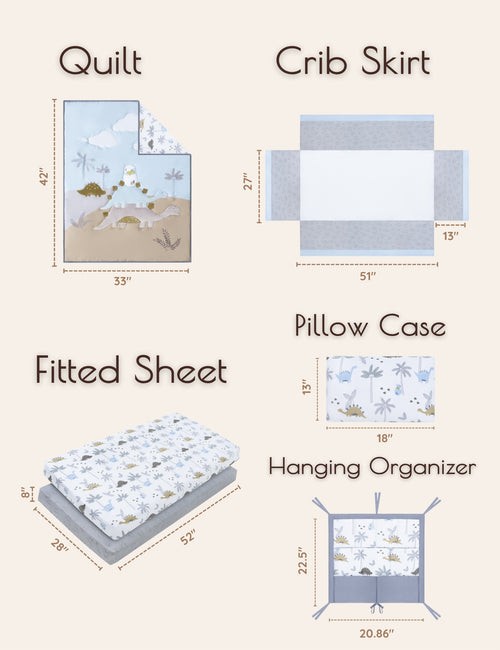 My Little Zone Dino Safari Six Piece Crib Bedding Set