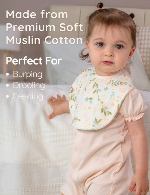My Little Zone - 8-Piece Muslin Baby Bibs - Flower Collection