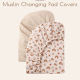 Neutral Rainbow Muslin Diaper Changing Pad, 2 pc