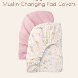 Floral Muslin Diaper Changing Pad, 2 pc