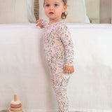 Botanical Pink Viscose Baby Footie Pajamas
