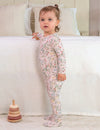 My Little Zone -  Zipper Footie - Botanical Collection - Print Pink