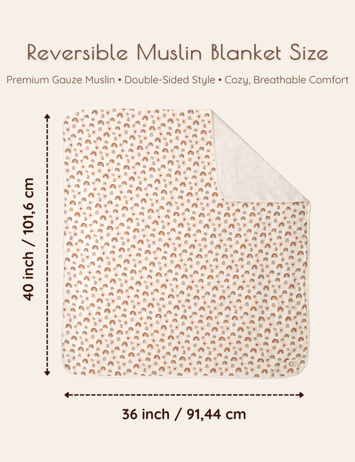 My Little Zone - 2-Sided Muslin Blanket - Rainbow Collection