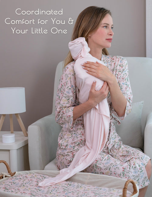 My Little Zone - Newborn Receiving Set - Botanical Collection - Solid Pink - Newborn