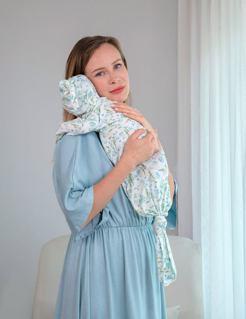 My Little Zone - Maternity Dress - Botanical Collection - Solid Blue