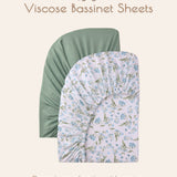 Neutral Green Bassinet Sheets Fitted, 2 Pc