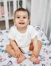 My Little Zone - 5 Piece Butterfly Crib Bedding Set for Baby Girls (White & Light Pink)
