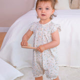 Floral Short Sleeve Baby Girl Rompers, 2 Pc