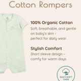 Neutral Green Short Sleeve Baby Romper
