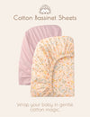My Little Zone - Jersey 2-Pack Bassinet Sheets - Flower Collection (Pink - Floral)