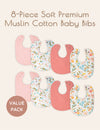 My Little Zone - 8-Piece Muslin Baby Bibs - Flower Collection