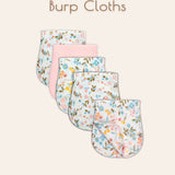 Pink Floral Muslin Burp Cloths, 6 pc