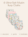My Little Zone - 6-Piece Muslin Burp Cloths - Flower Collection