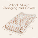 Neutral Rainbow Muslin Diaper Changing Pad, 2 pc