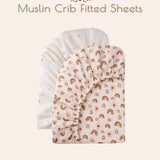 Neutral Rainbow Muslin Crib Sheets, 2 pc