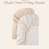 Neutral Rainbow Muslin Pack N Play Sheets, 2 pc