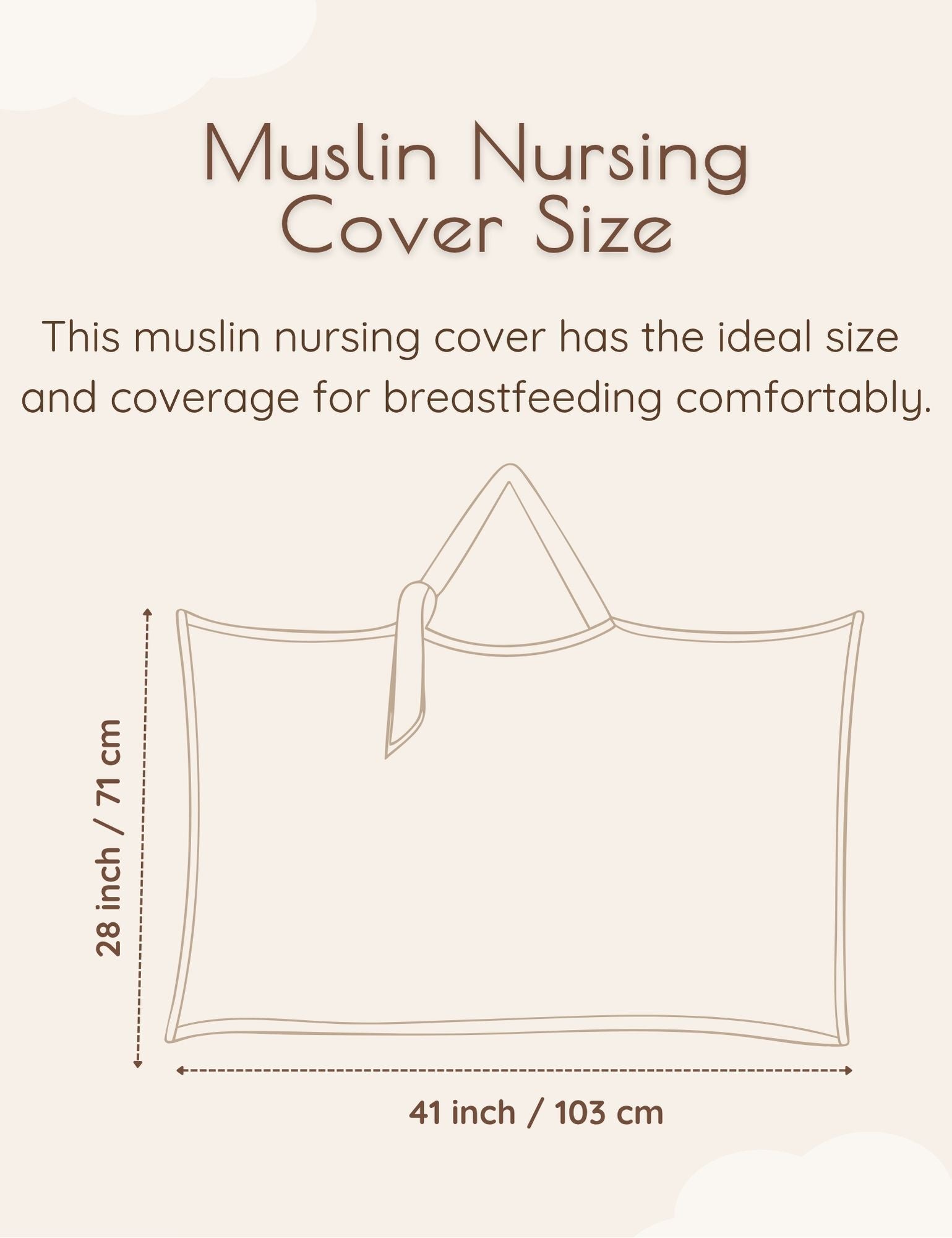 Infographic of a muslin nursing cover with dimension