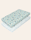 My Little Zone 2 Pack Crib Fitted Sheets  (Teal - White)