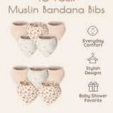 Neutral Rainbow Muslin Baby Bandana Bibs, 10 Pc